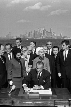LBJ signs the immigration act