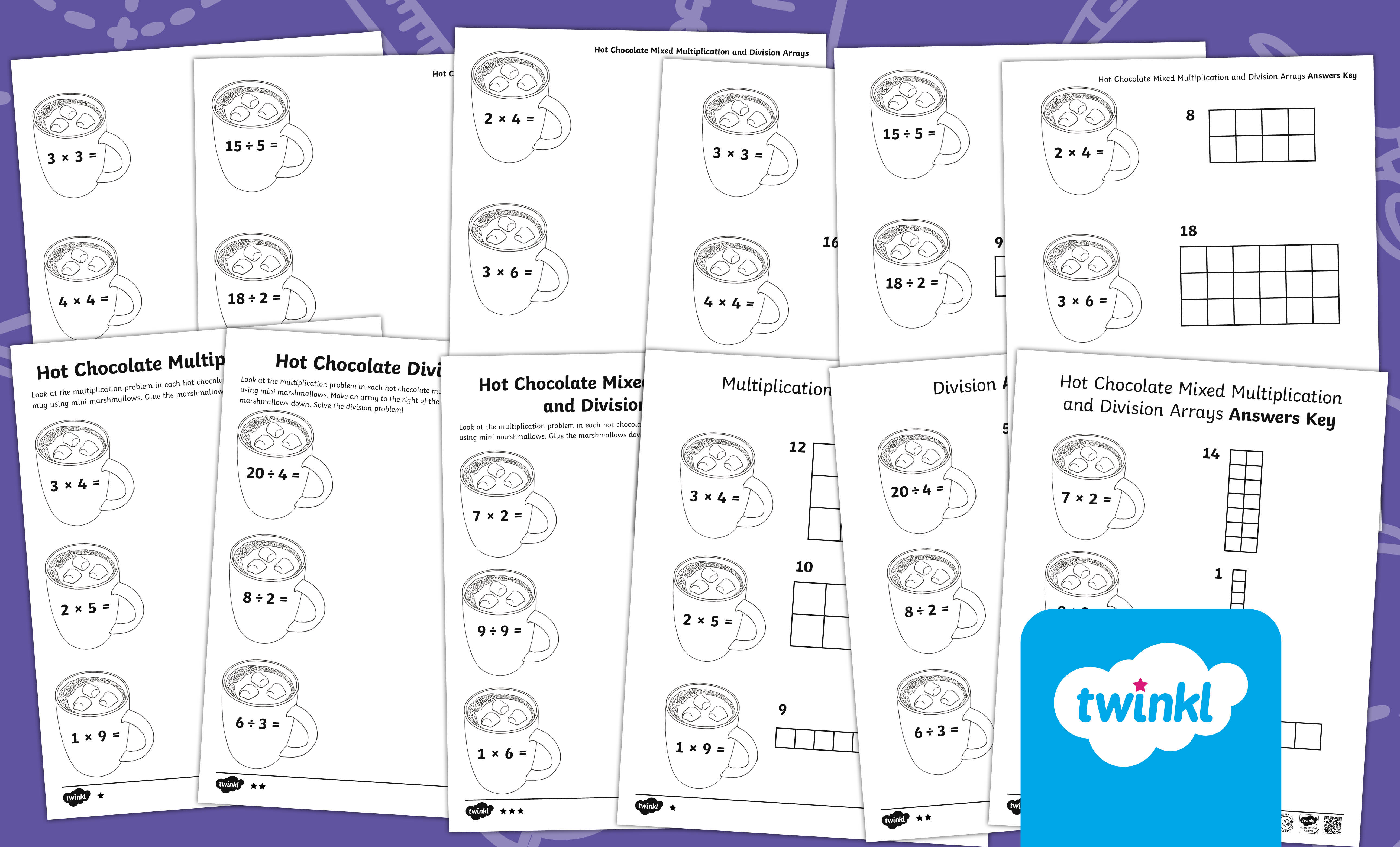 Multiplication and Division Arrays: Hot Chocolate With Marshmallows Activity for 3rd-5th Grade
